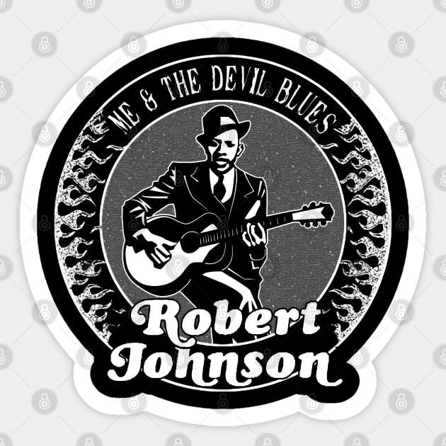 Robert Johnson - Me & The Devil Blues Sticker by CosmicAngerDesign